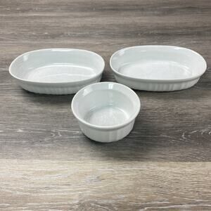 Corning Ware Oval Individual White Casserole Dish No Lids - Set of 3